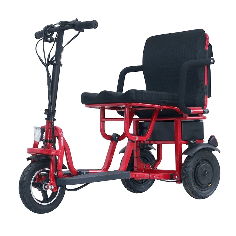 

folding electric wheelchair bike tricycle for adult with cushion max load 120KG