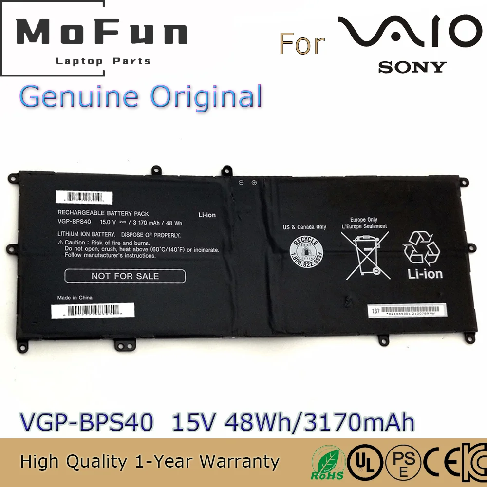 

Brand New Original VGP-BPS40 15V 3170mAh Laptop Battery for Sony Vaio Flip Svf 15A SVF15N17CXB VGPBPS40 BPS40