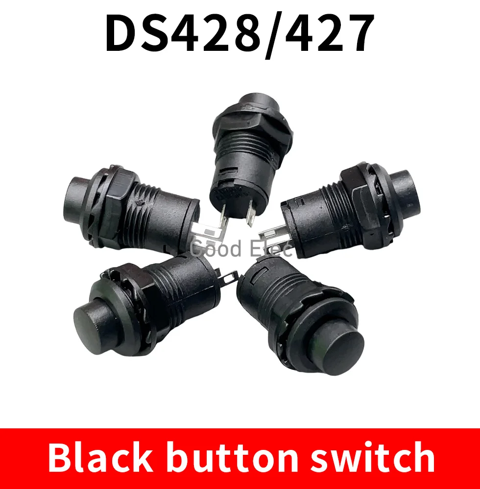 DS228 12mm Self-locking / moment  Latching Push Button Switch  DS427 DS428 12mm OFF- ON Push Button Switch 3A /125VAC 1.5A/250VA