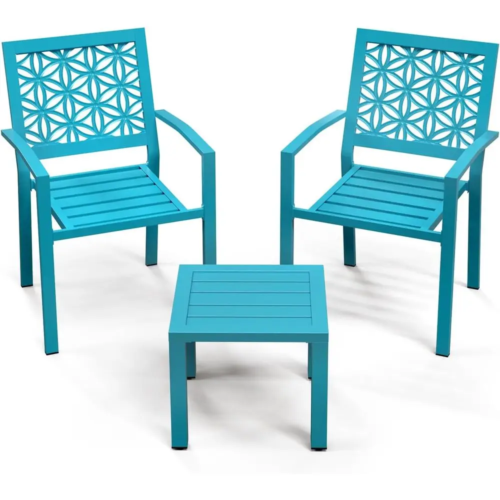 

Складной комплект для улицы: стол и стулья из металла, устойчивого к ржавчине, идеально подходят для патио, веранды, террасы или балкона, синий цвет