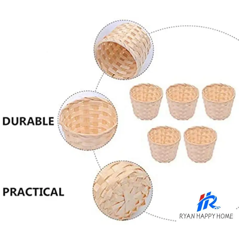 50PCS Mini Woven Baskets Without Handles For Party Favors Crafts Decor Suitable For Various Occasions(7.5X6cm)