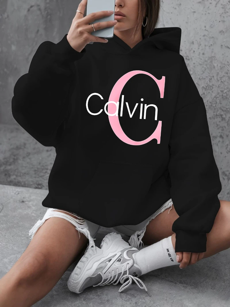

2025 Autumn and Winter Women's Plus Size ' ' Pattern Hoodie High-end Luxury Is for Both Men and Women Top Y2k