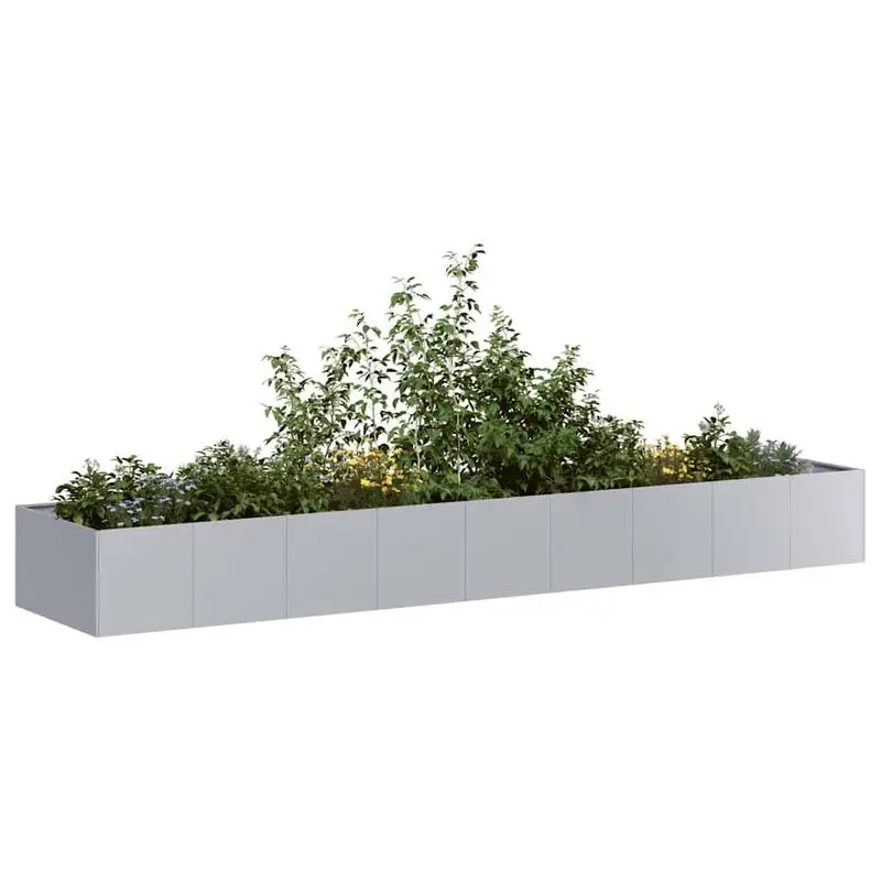 Pot de plantation en acier galvanisé 360x80x40cm, grand, facile à nettoyer, pour l'intérieur et l'extérieur