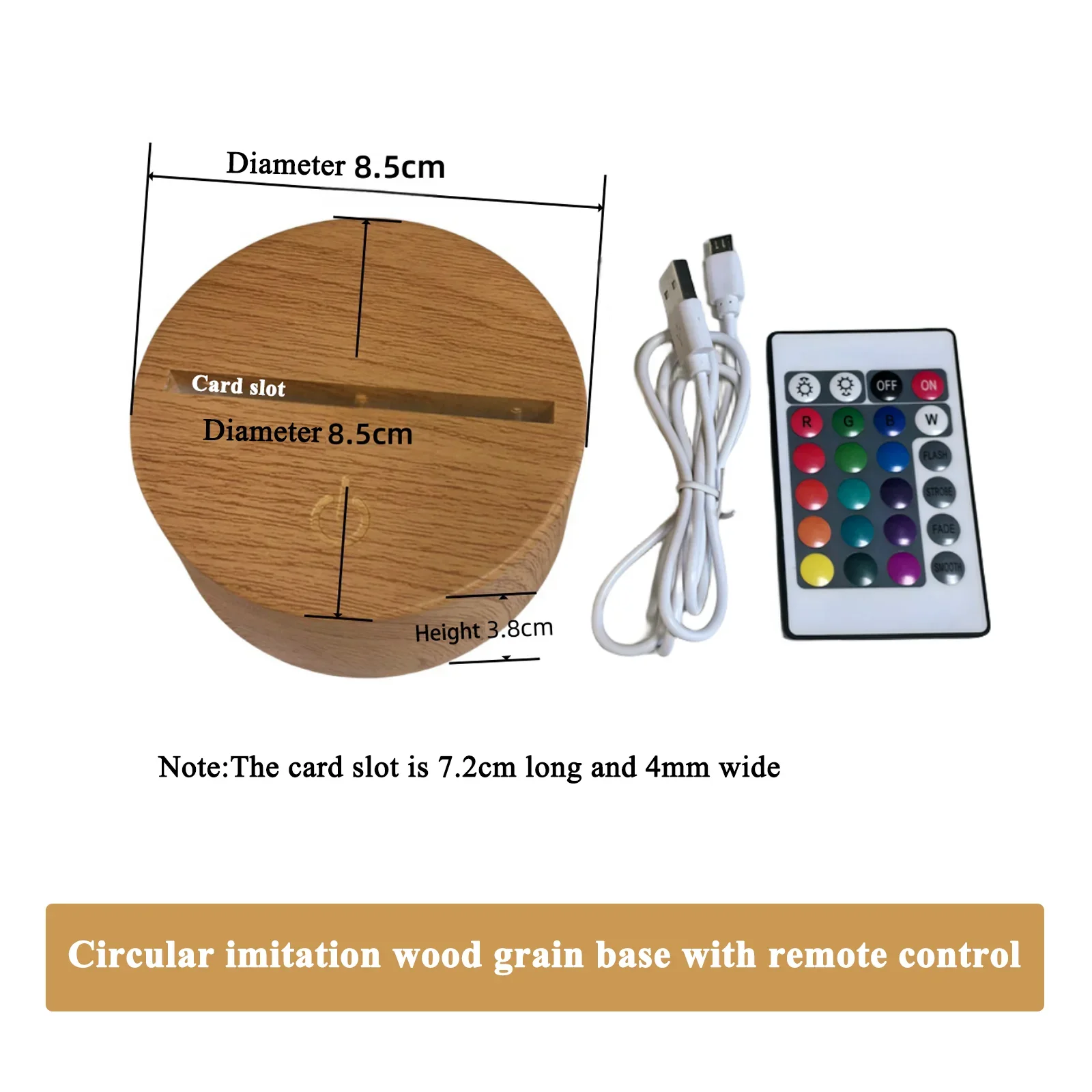 RGB Color Cracked Round base with USB charge cable LED Table Lamp Base 3D LED Night Light Base