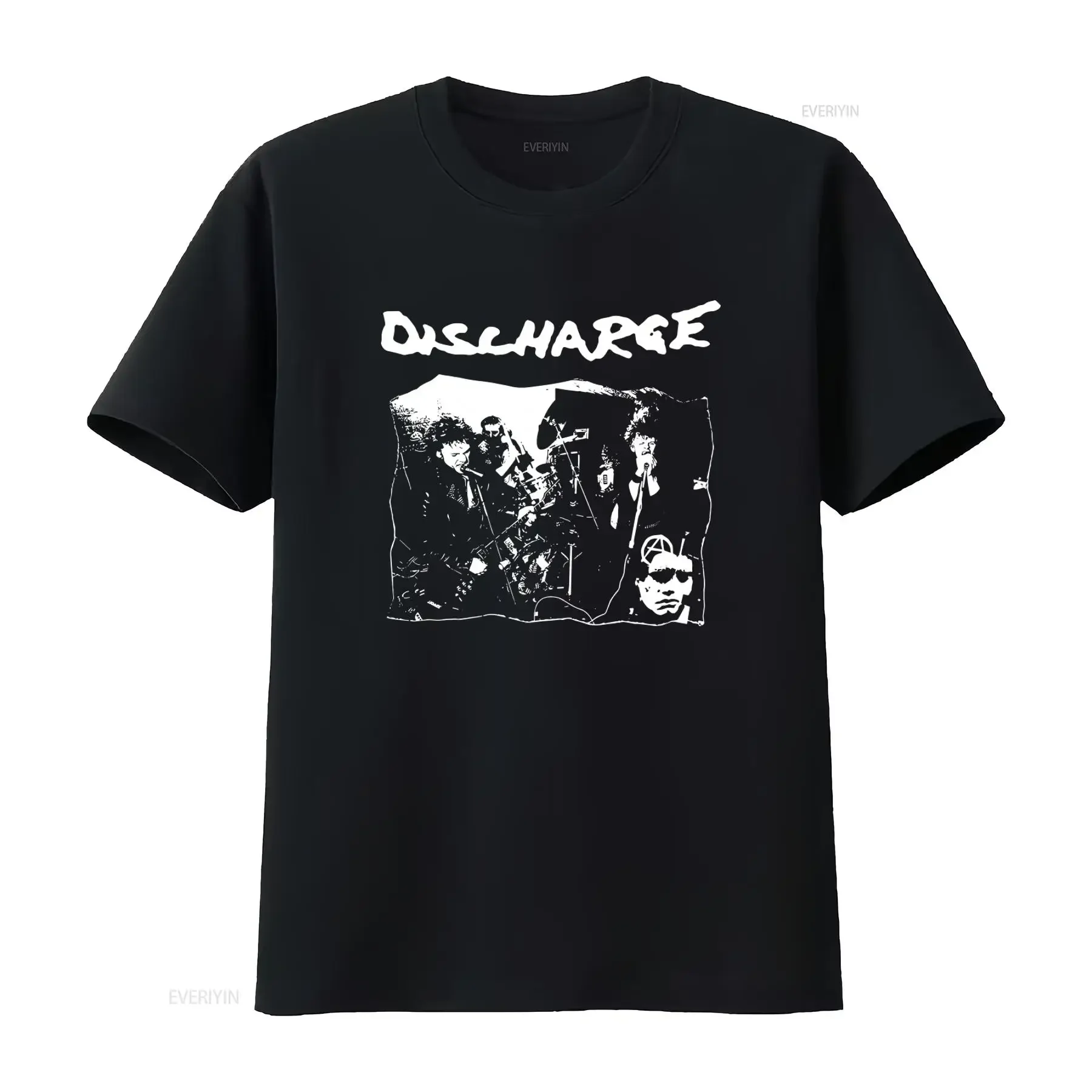 Discharge Band Playing T Shirt Rock Music Design  vintage Washed designer clothes Stretched Versatile Comfortable Casual Unisex