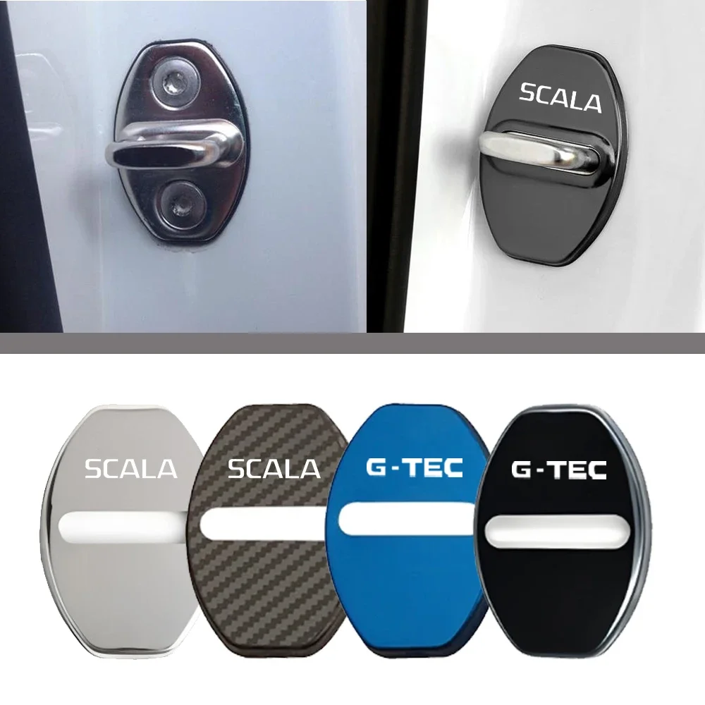 Stainless Steel Car Door Lock Buckle Trim Anti-Collision Protective for Skoda SCALA Monte Carlo G-TEC SCALA TSI Launch Edition