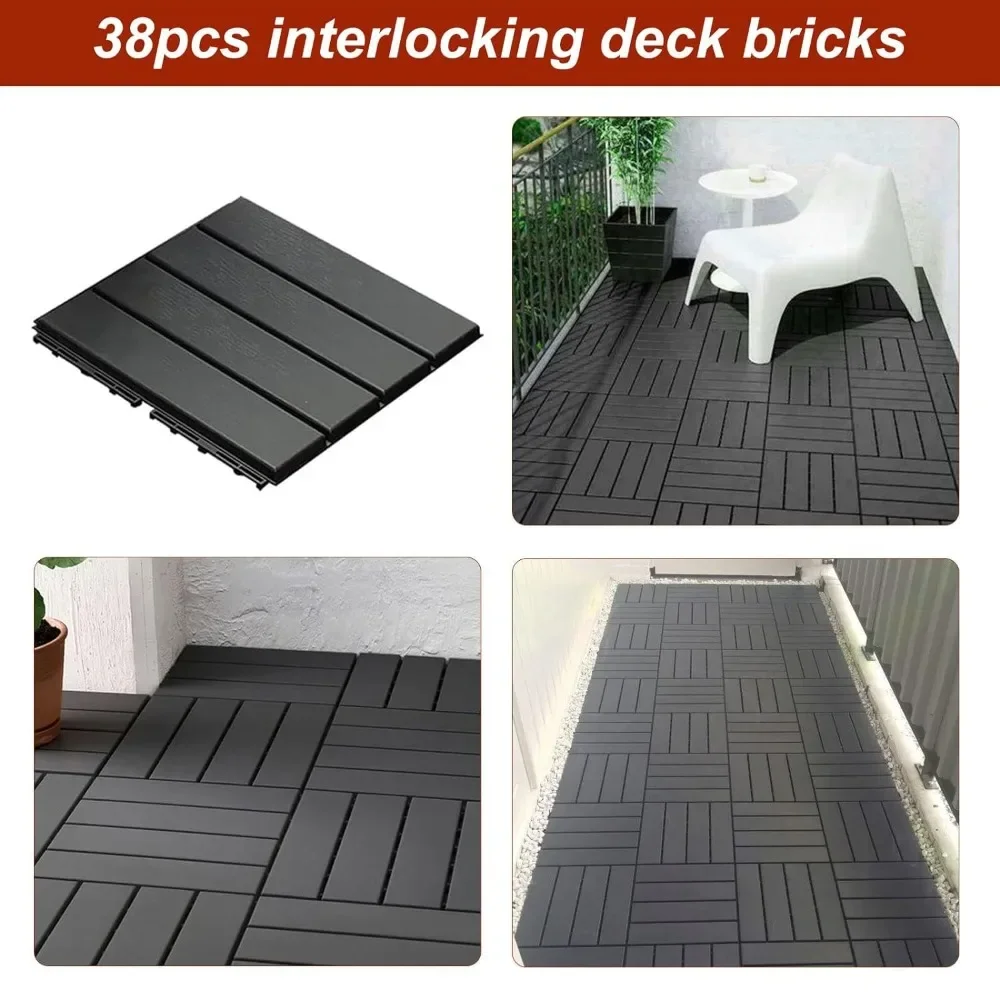 Outdoor Flooring 38 sq. ft Interlocking Deck Tiles, 12