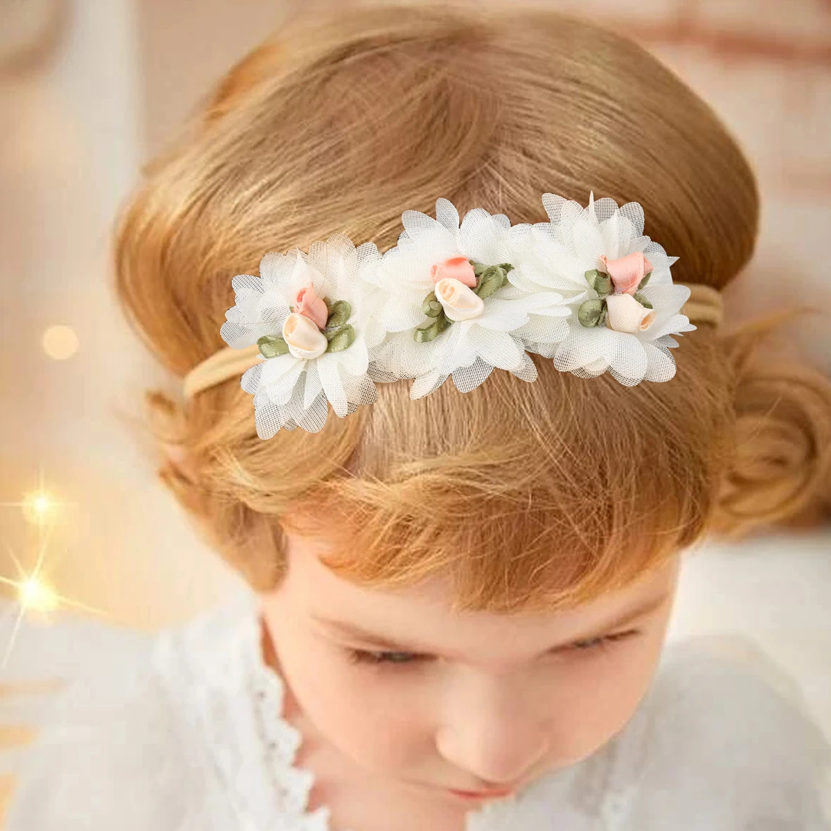 2PC Baby Soft Elastic Floral Lace Headband Baby Hair Accessories Headwear Kids Headband Children\'s Headbands