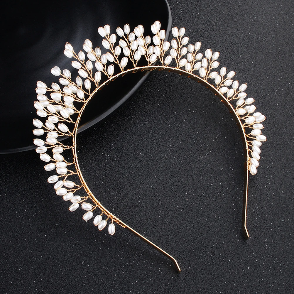 

Pearl Hair Hoop Exaggerated Headdress Bridal Crown Headwear Lightweight Non Fading Party Costume Prop Accessories Hair Tool