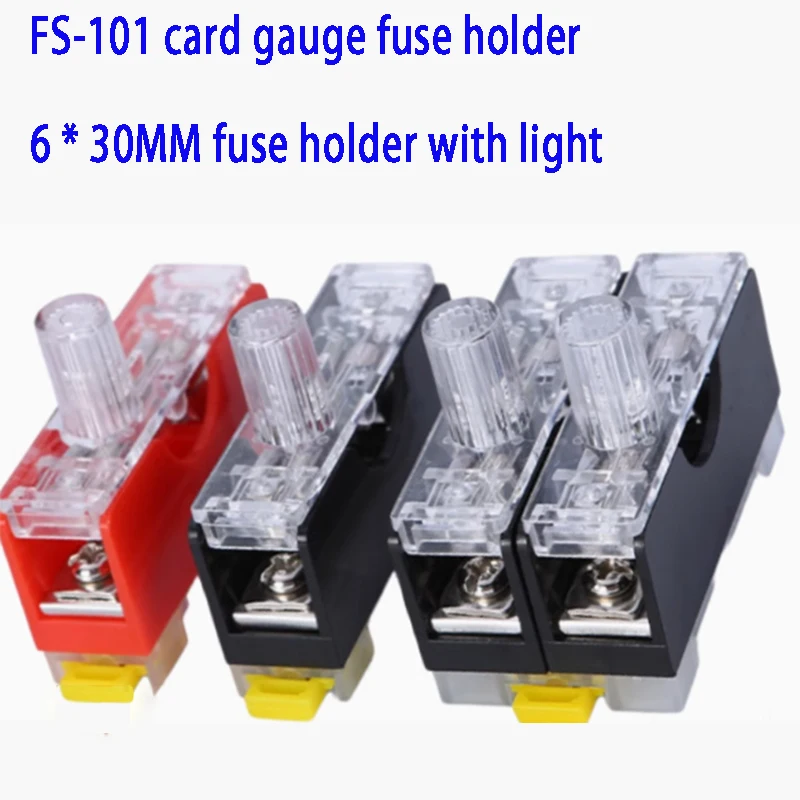 

10PCS FS101 6X30mm10A Fuse holder with fuse base FS-101 DIN RAIL Mounted Fuse Holder Fusing warning light