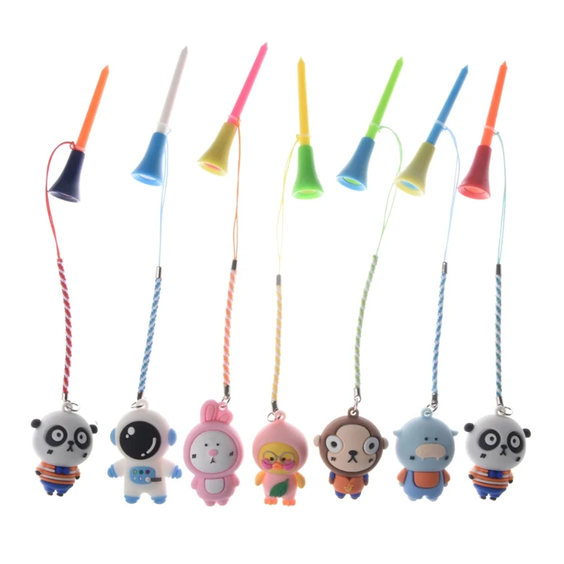 

5Pcs Golf Rubber Tee With PVC Cartoon Pattern Golf Ball Holder With Handmade Rope Prevent Loss Golf Accessories Golf Gift