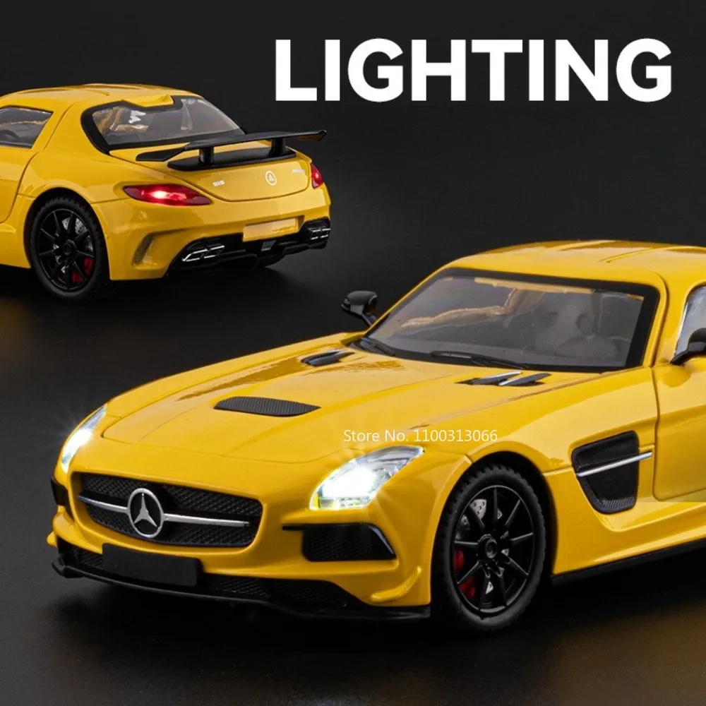 SLS SLR-Autos im Maßstab 1:24, Miniaturmodelle, Spielzeug, Legierungsdruckguss-Rad, zurückziehendes Auto mit Lichtton, Fahrzeuge für Kinder und Erwachsene, Geschenke