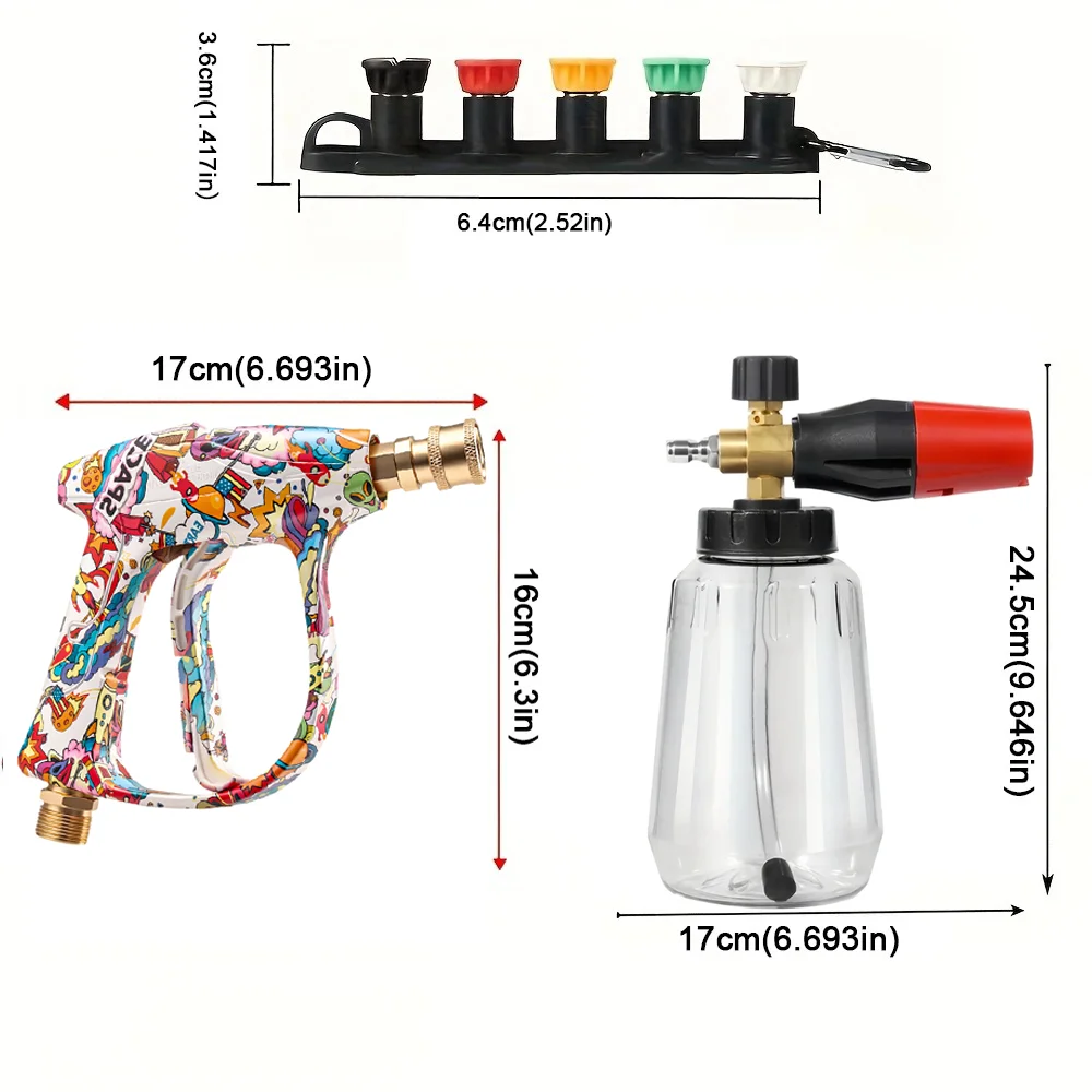 Pressure Washer Hose Connector Water Gun, Quick Connect Nozzles for Car Cleaning Fits Karcher Nilfisk Parkside Bosch