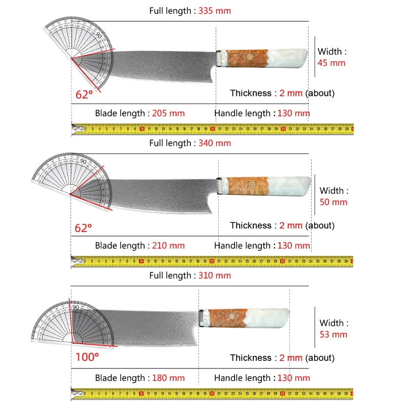 Professional Damascus Steel Chef Knife Resin Wood Handle Ultra Sharp Slicing Knife Fish Meat Vegetables Kitchen Cooking Tools