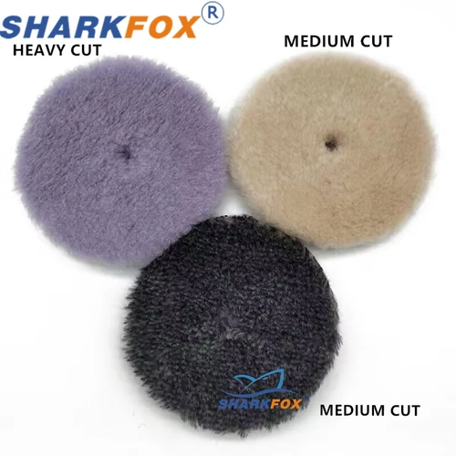 Imagen 2 del producto Sharkfox 5/6 pulgadas (125mm/150mm) almohadilla de pulido de lana de colores mezclados almohadilla de pulido de rueda de pulido de carrocería de lana de cordero de alta densidad