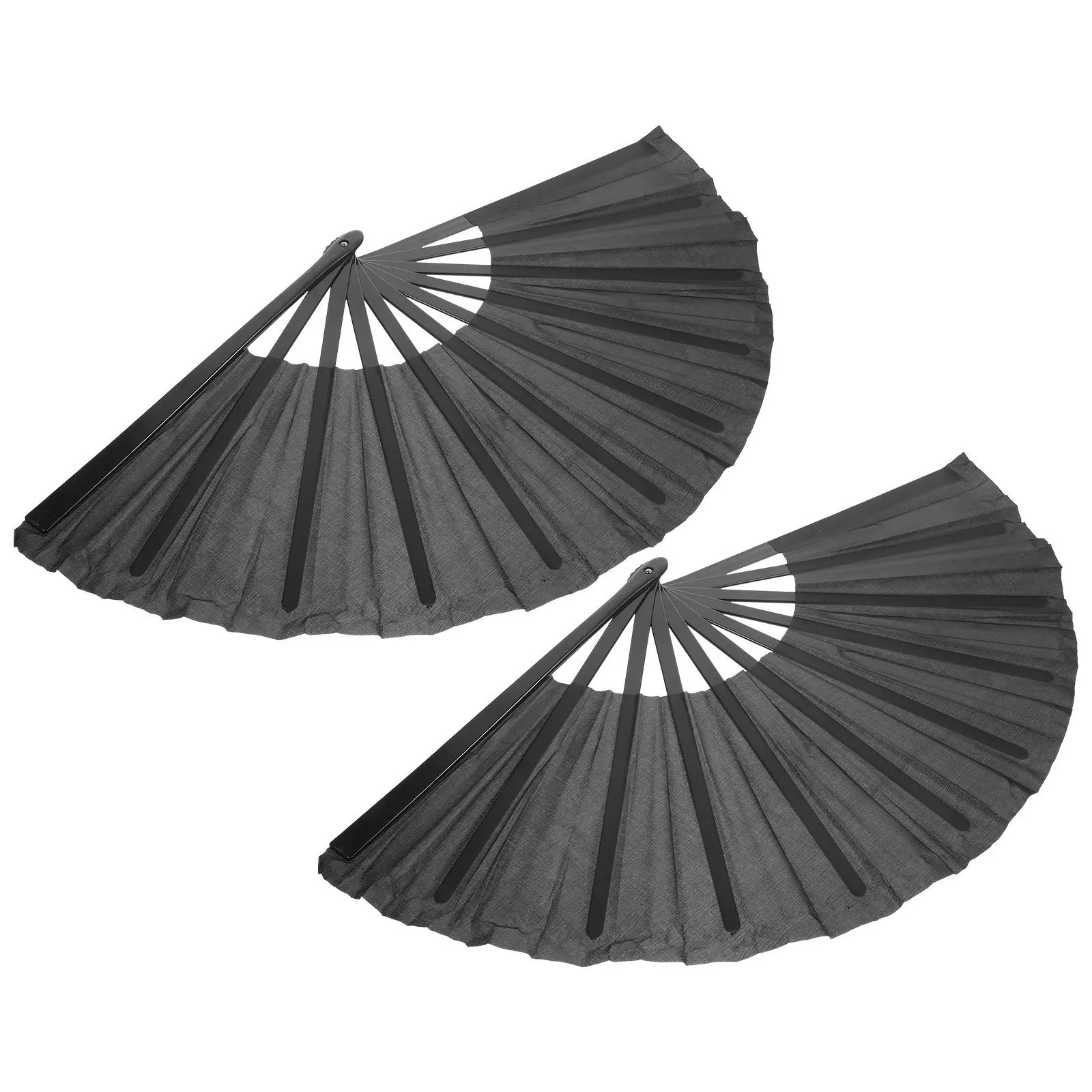 

2 Set Portable Folding Fans Handheld Fans Practical Stage Performance Fans Chinese Kongfu Fan for Decoration Gifts (Black)