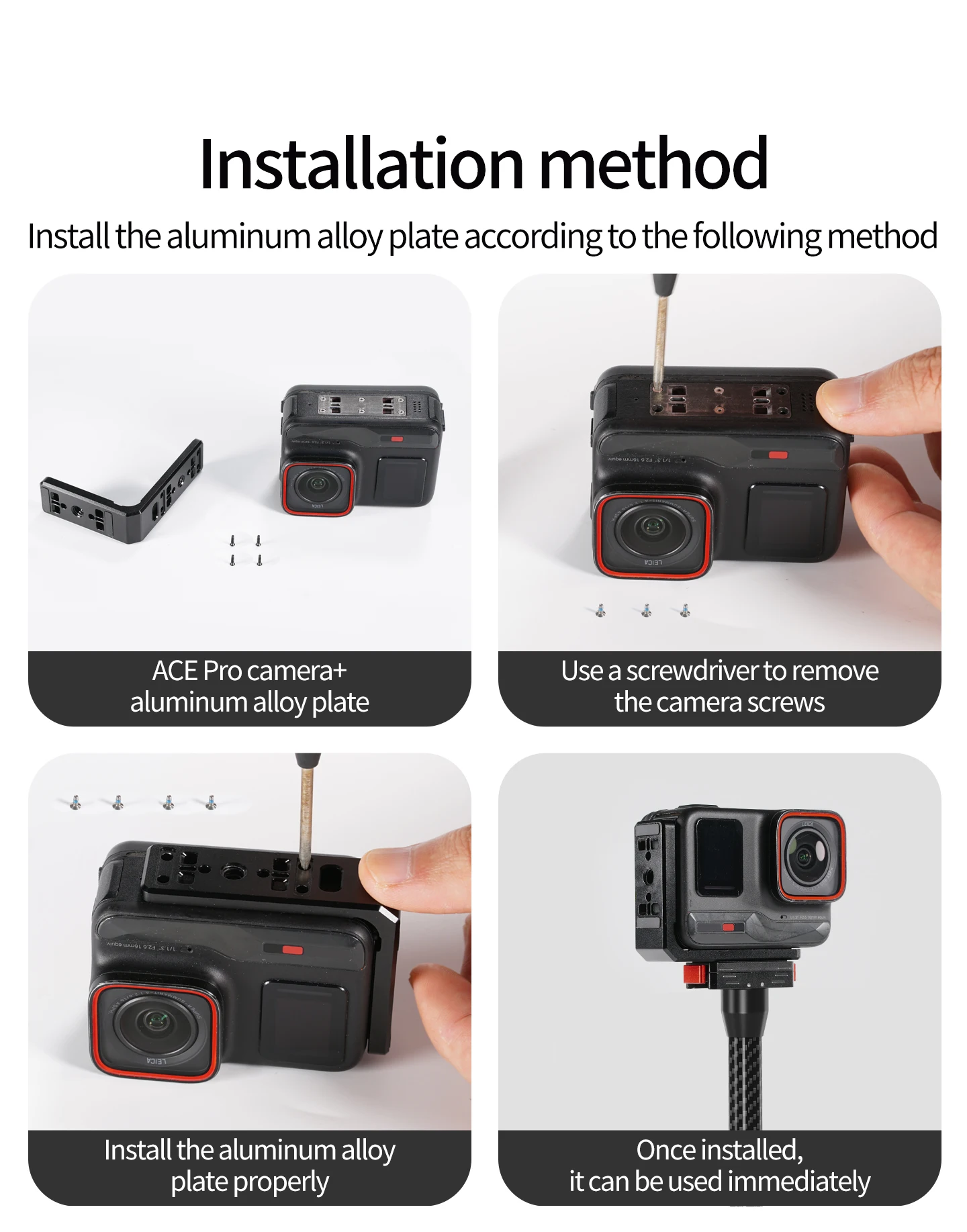Neue Für Insta360 Ace Pro L Platte Vertikale Horizontale Halterung Magnetische Basis Faltbare Stativ Adapter 1/4 ARRI Sport Kamera Halterung – Detail 11