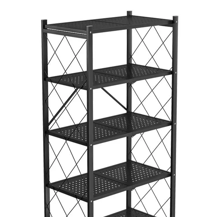 

4. Folding wrought iron bookshelf floor-to-ceiling living room kitchen multi-functional movable shelf multi-layer locker
