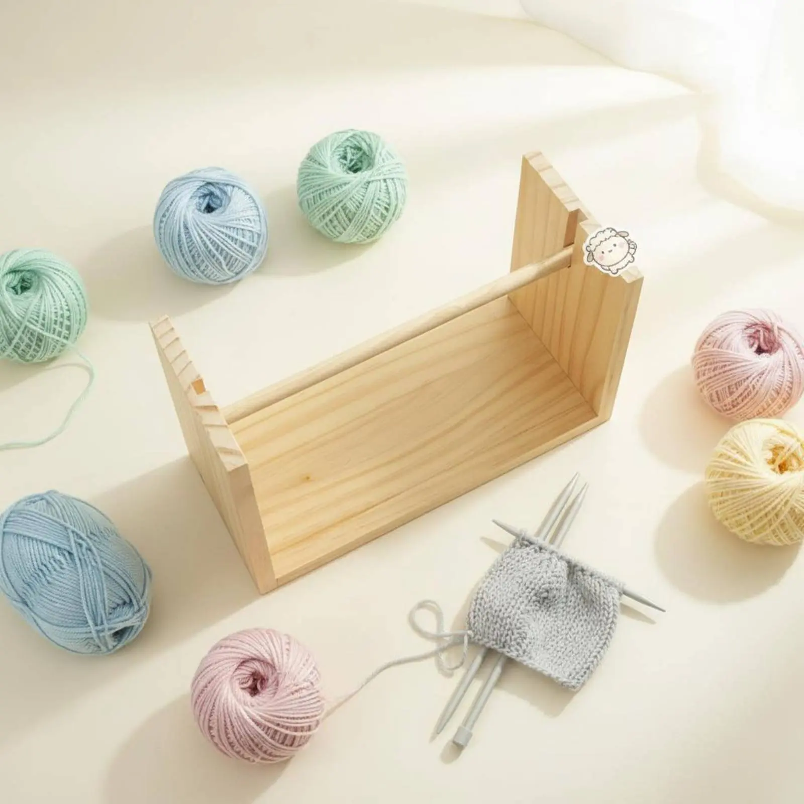 

Yarn Spool Rack Knotsnag-resistantFree Wooden Yarn Holder Crafting Supply Simple Design Silent-Quiet for Crocheters