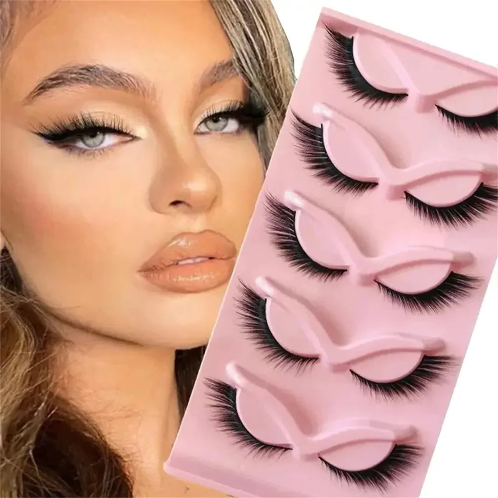 5 Pairs Multi-style Lashes Fox Cat Eye 3D Elongated False Eyelashes Natural Looking Dramatic Lashes Daily Essential