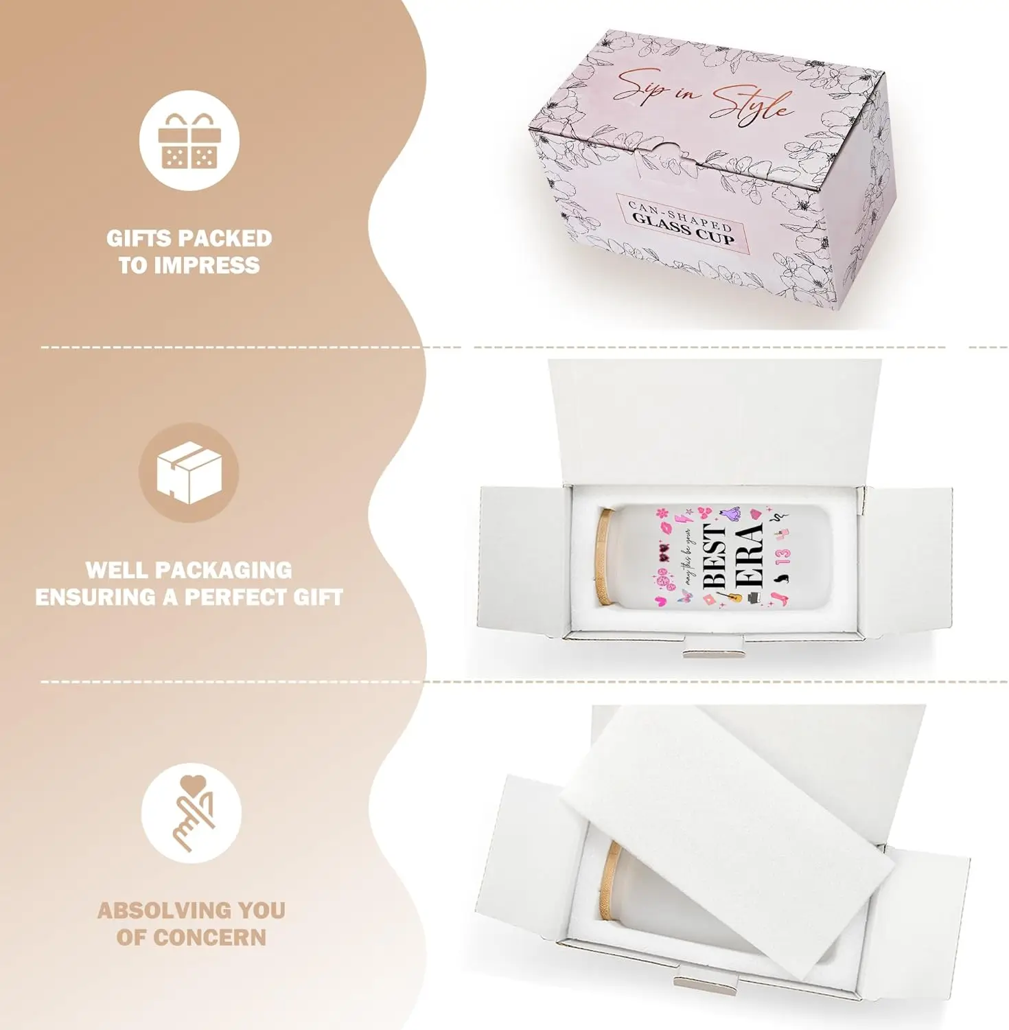 قد يكون هذا أفضل هدايا ذات طابع العصر الخاص بك، فكرة هدية عيد ميلاد للنساء، كوب زجاجي سعة 16 أونصة مع غطاء وقش، كوب قهوة مثلج #2