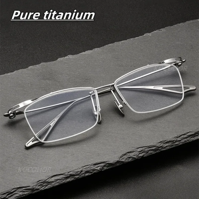 

Ultra Light Pure Titanium Eyeglass Optical Myopia Eyewear Men Fashion Eyebrow Wire Frame Prescription Reading Glasses Hyperopia