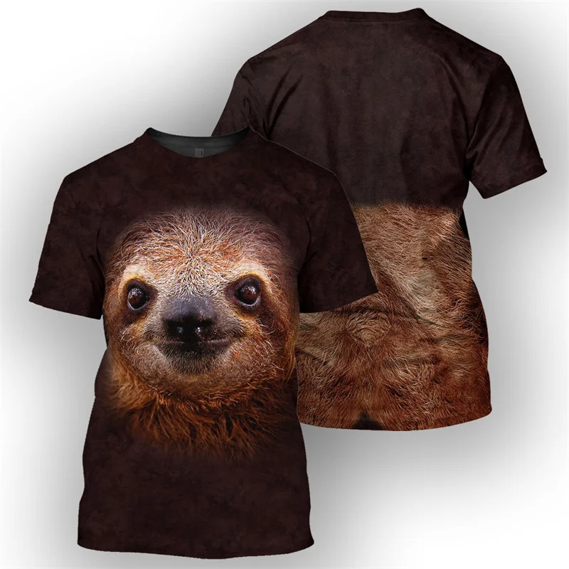 3D Printed Australian Kangaroo Koala Sloth T-shirt Animal Graphic Short Sleeve Round Neck T Shirts Summer Oversized Street Tees