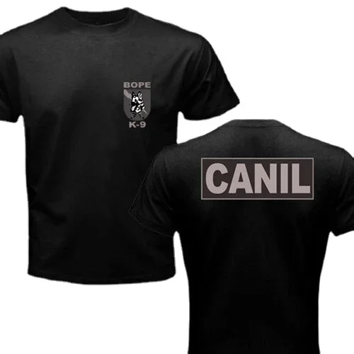 streetwear fashion vintage Summer Male Hot Sale New Brazil SWAT BOPE Special Forces K-9 Dog Canine Canil Unit Men print