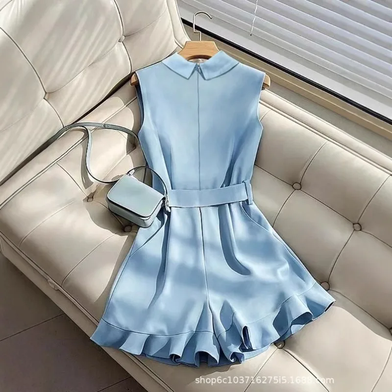 

Autumn New Women's Clothing with Belt Vest + Straight Pants Fashion Suit European and American Cross-border Women's Clothing