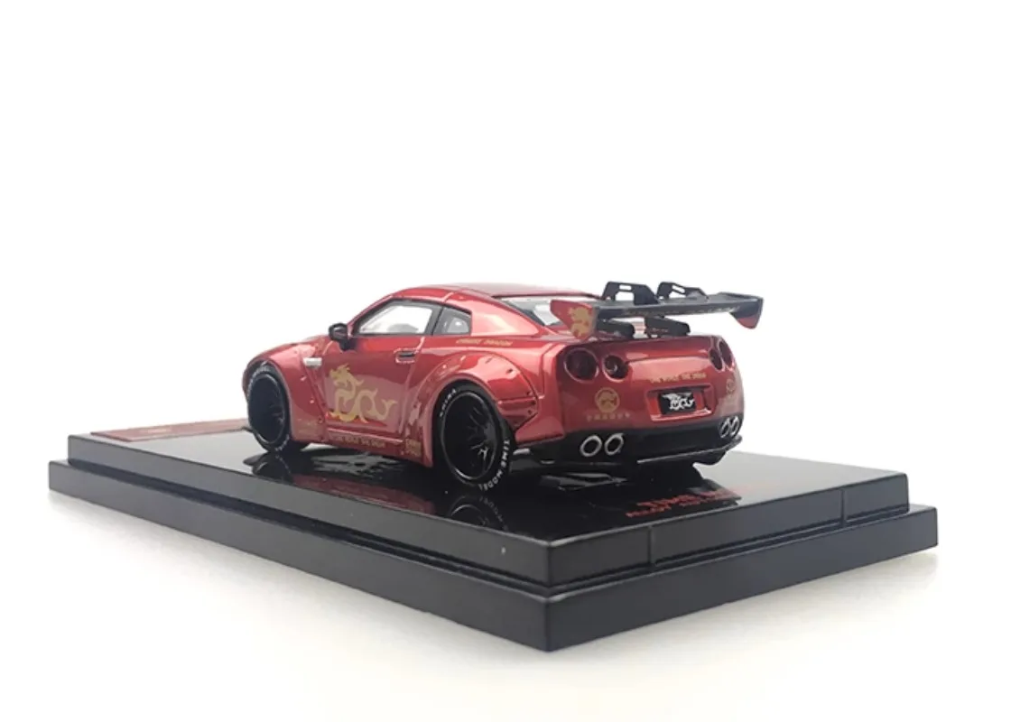 Diecast 1/64 skala TIMEMODEL GTR aluminiowy Model samochodu wysokie skrzydło ogonowe zagraj w pojazdy zabawki dla chłopców oryginalne pudełko