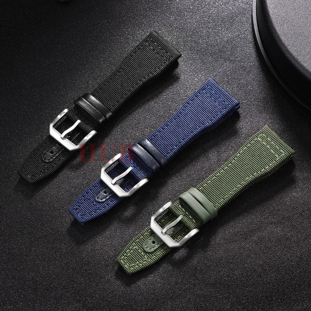 20 مللي متر 21 مللي متر 22 مللي متر حزام ساعة نيلون ل IWC الطيار حزام مقاوم للماء الرياضة قماش حزام الساعات جلد البقر حزام المعصم للرجال النساء سوار #5