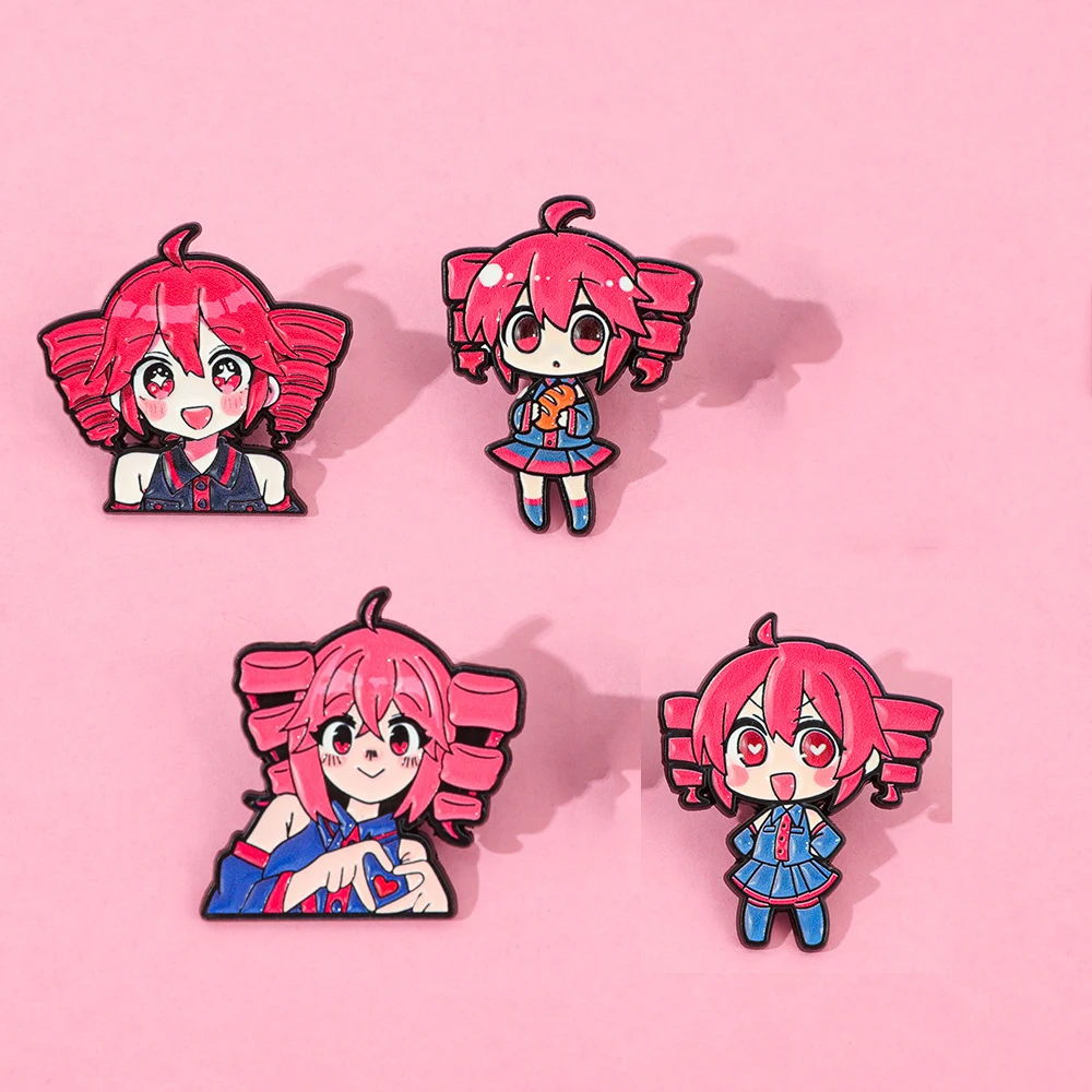 4pcs Anime Cute Badge Kasane Teto Enamel Pin Cartoon Brooch For Coat Brooch Set Fashion Lapel Badges Jewelry Gift for Friends