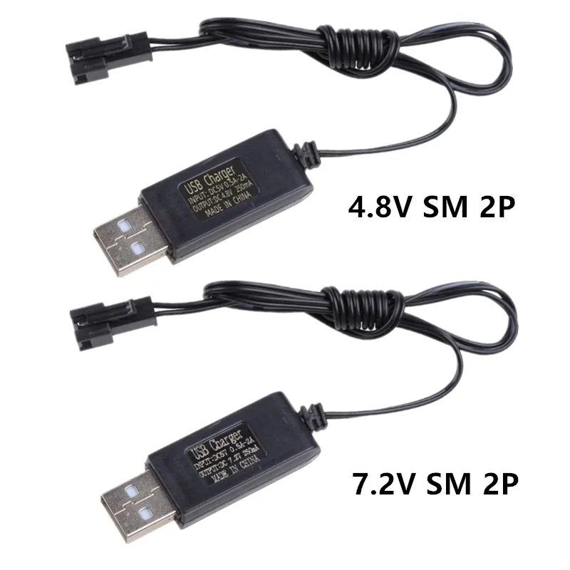 Charging Cable Battery USB Charger Ni-Cd Ni-MH Batteries Pack SM-2P Plug Adapter 4.8V/7.2V 250mA Output Toys Car