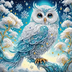 DIY 5D Owl on a Branch Partial Diamond Painting Kit - Special Shaped Crystal Art, Frameless Mosaic Craft for Home & Office Decor