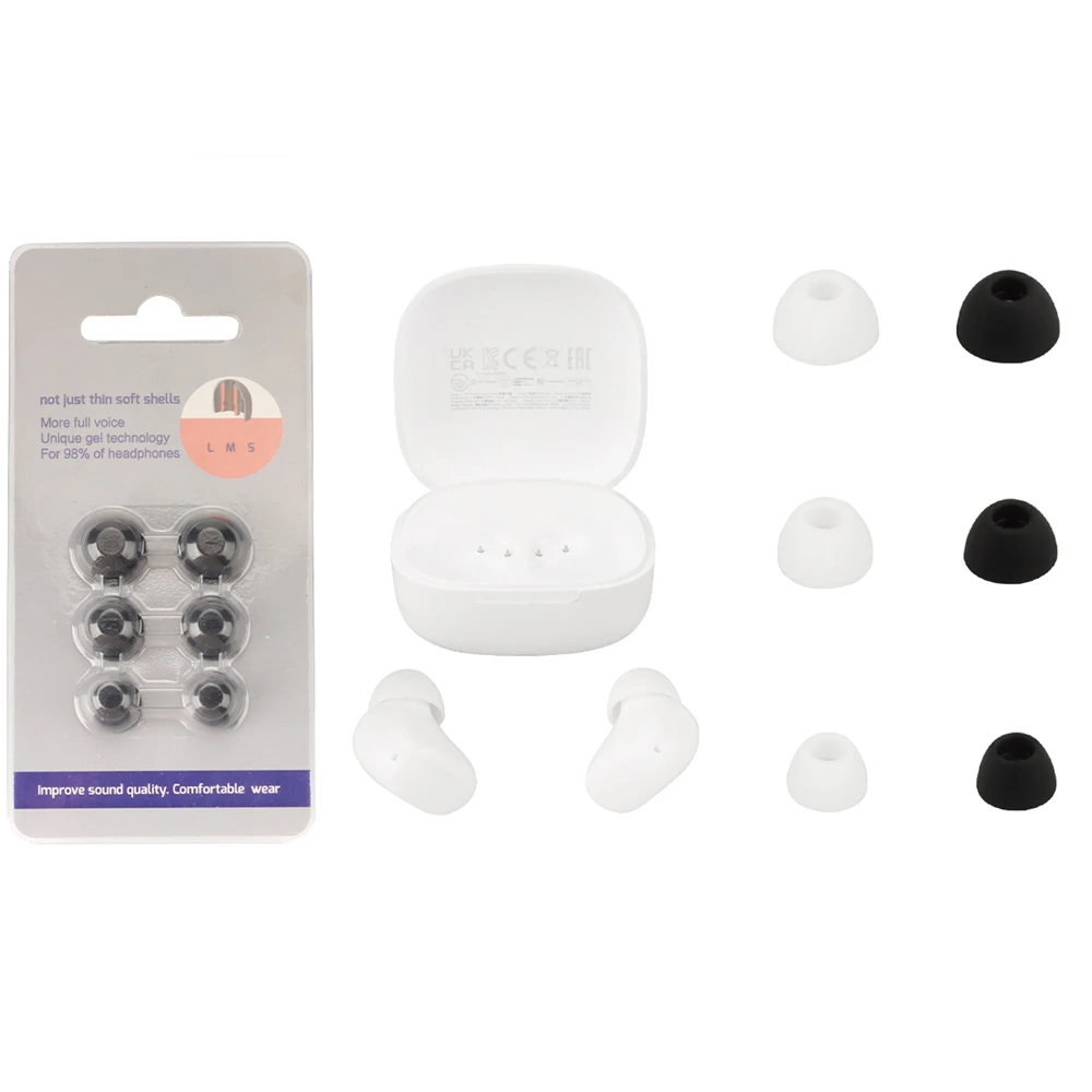

6pcs Silicone Ear Tips fit For Redmi Buds 6 Play Ear Tips Earcup Sleeve Replacement Buds S/M/L In Ear Buds