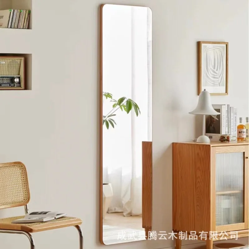 

Modern Simple Wooden Full-body Mirror Wall-mounted Bedroom Fitting Mirror Solid Wood Home Floor-to-ceiling Mirror