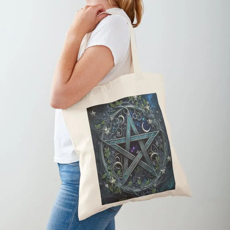

Blue Pentagram Tote Bag shopper bag women Handbags university shopper bag women