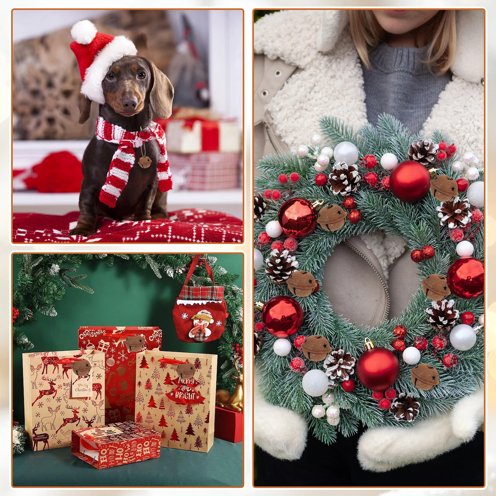 

24Pcs 40mm Rusty Metal Jingle Bells Christmas Decor DIY Crafts Jewelry Pendant Wall Hangings Gift Packaging Holiday Ornaments