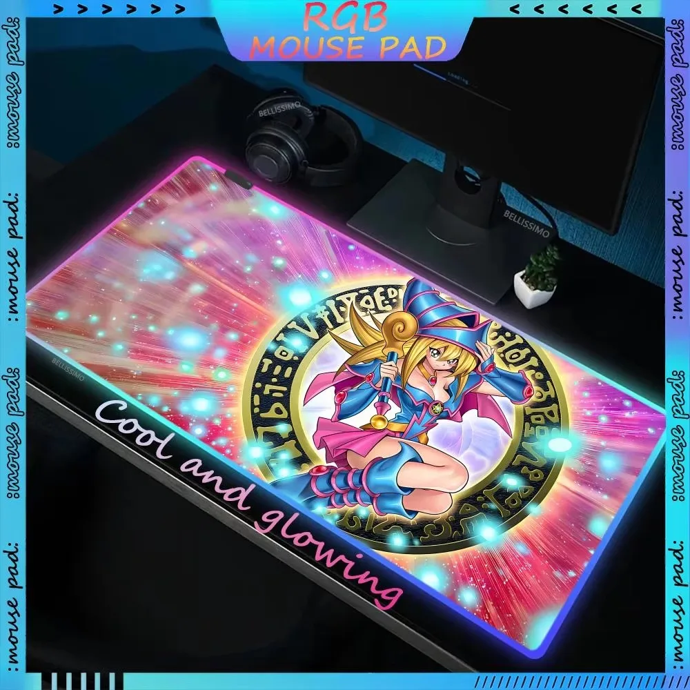 

RGB Yu-Gi-Oh D-ark Magician Girl Anime Large XXL MousePad LED Game Accessories Desk Pad Keyboard Pad Computer Luminous Mouse Pad