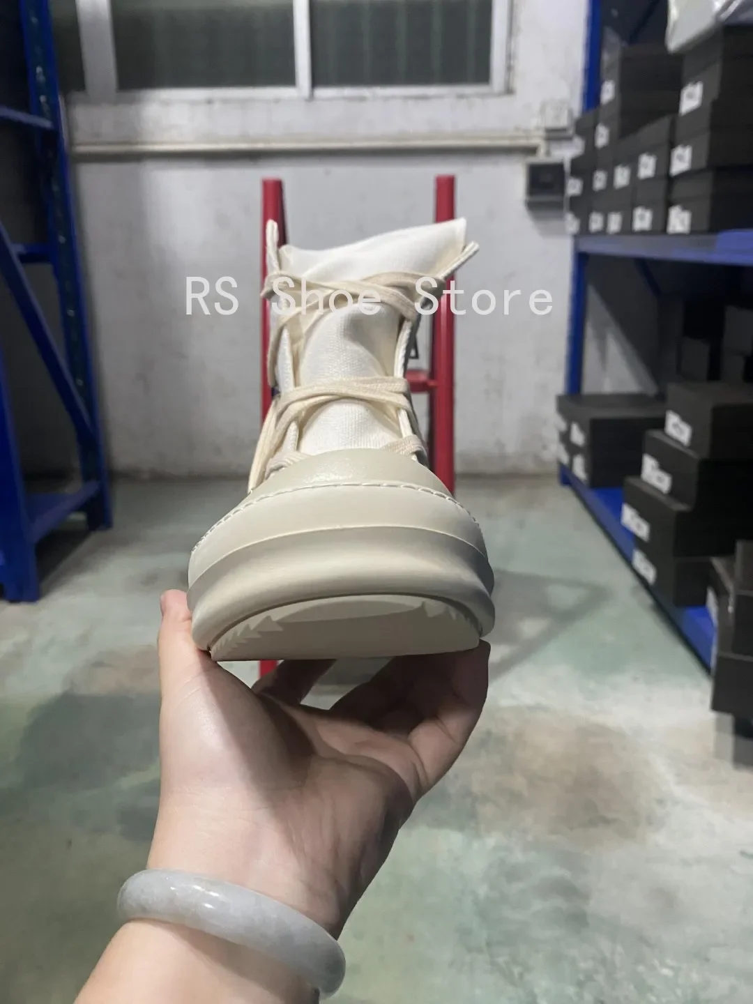 Ro الكلاسيكية مصمم رو البيج قماش التمهيد عالية أعلى حذاء الرجال حذاء كاجوال فاخر البريدي النساء حذاء رياضة سميكة وحيد حذاء من الجلد