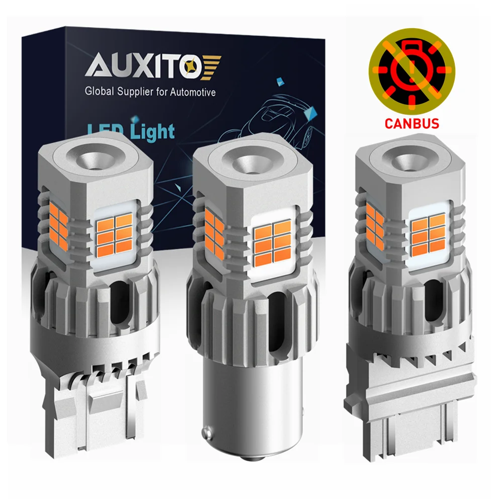 

AUXITO 2X 7440 LED T20 W21W WY21W 1156 BA15S 3157 P27/7W LED Bulbs Turn Signal Light No Hyper Flash Canbus No Error Amber Yellow