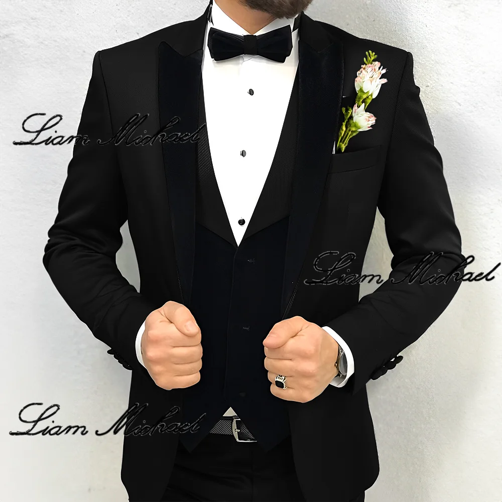 High Quality Customized Men\'s Suit 3 Piece Suit Jacket Pants Vest Wedding Groom Tuxedo Formal Party 2024 Blazer Dress for Men