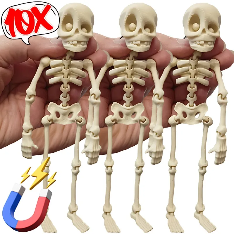 10/1PCS Halloween 3D Beweglicher Skelettmagnet mit beweglichen Gelenken Kühlschrank Dekoration Halloween Kreative DIY Handwerk Ornament