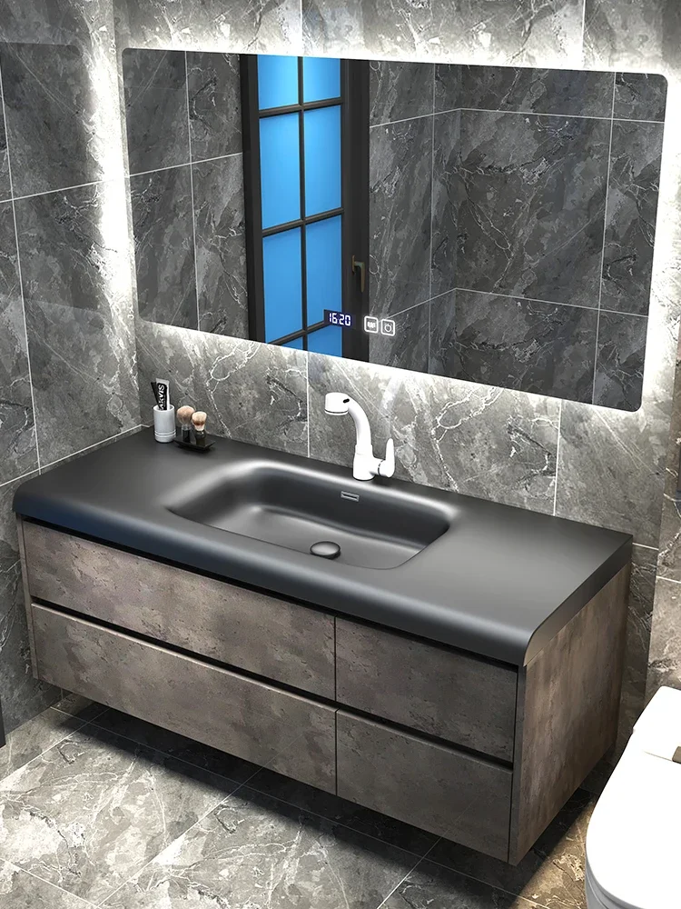 

Minimalist black wash basin bathroom cabinet combination bathroom washbasin washbasin