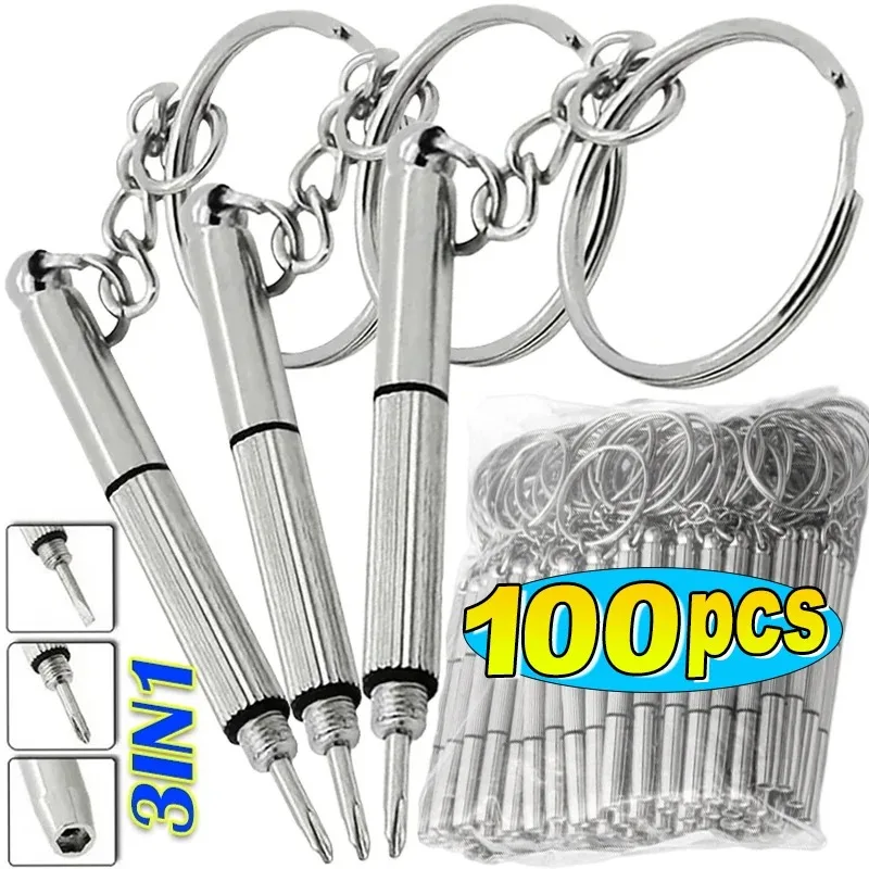 Steel Glasses Screwdriver Eyeglass Screwdriver Watch Repair Kit with Keychain Portable Hand Tools Precision Screwdriver Tools