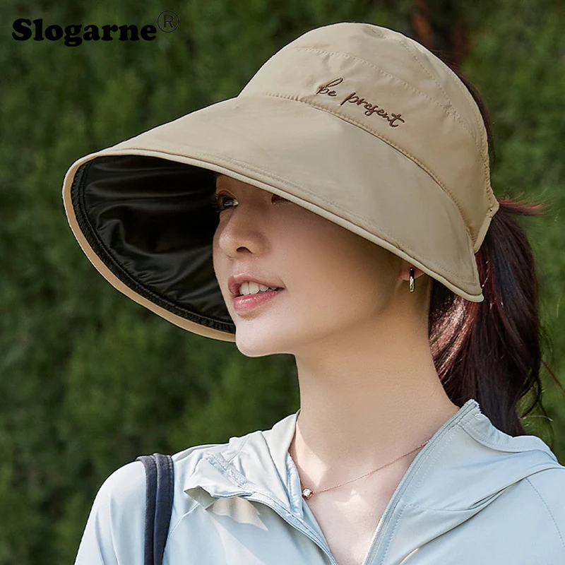 

Sunscreen Bucket Hat Women's Summer UV Protection Outdoor Sun Hats Outdoor Face Cover Big Brim Visors Girls Fashion Berets Caps