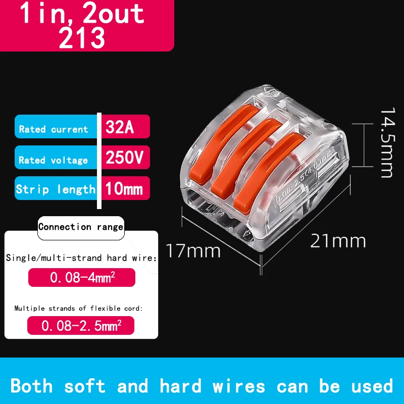 10 stks Quick Terminal Connector FM-212/213/214 Harde en Zachte Draad Parallelle Connector Connector Druk op De Draad Terminal PCT