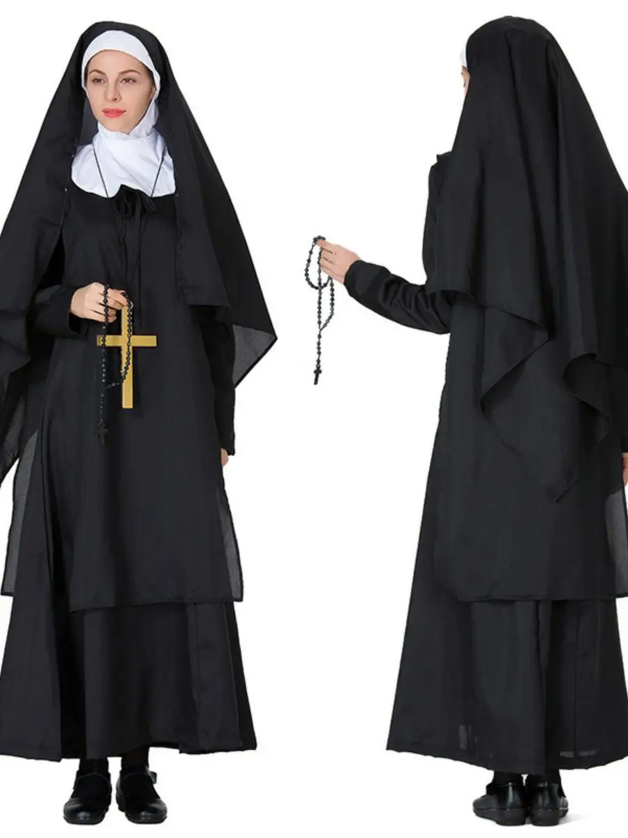 Nuovo costume da spettacolo loween Mary e Nun Priest Ball Performance Abbigliamento Costume di scena etnico Faion da donna