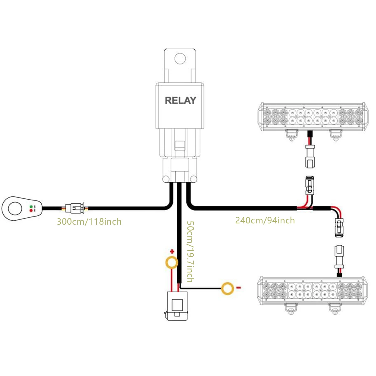 2 Core DT Wiring Harness Kit LED Light Bars Driving Lights Offroad LED Pods Wire Harness for Truck UTV ATV