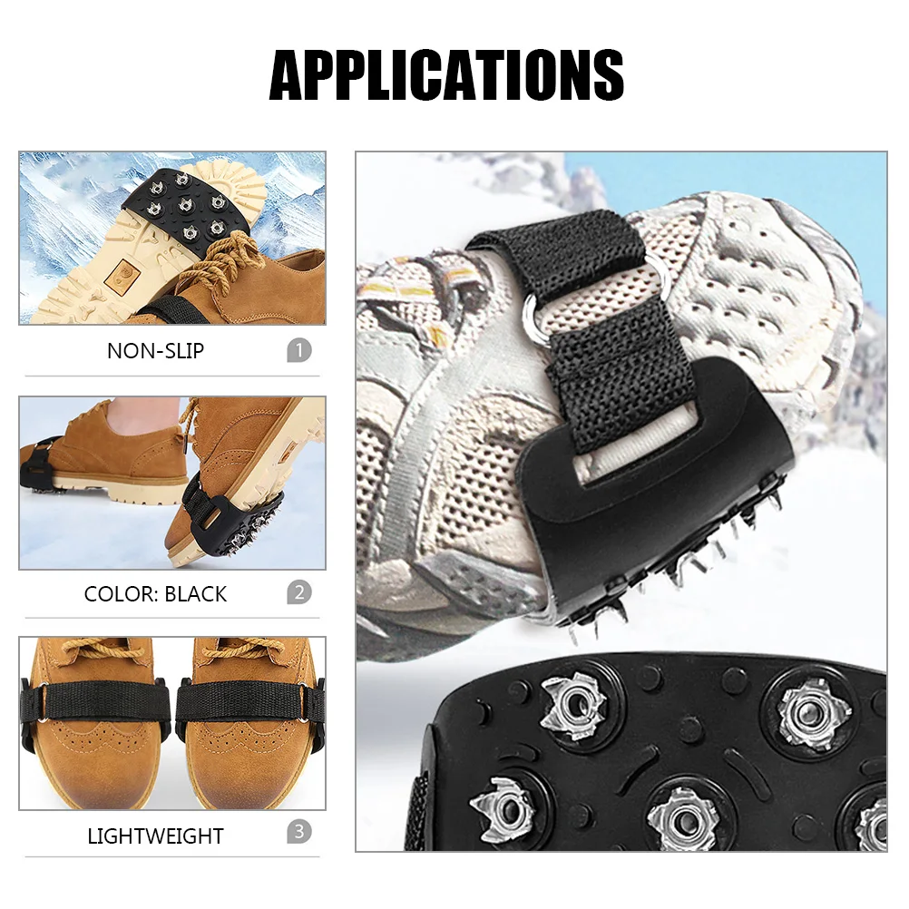 

1Pair Ice Grippers Shoe Covers Non Slip Climbing Snow Crampons Hiking Boots Traction Spikes Gripper Spikes for Shoes